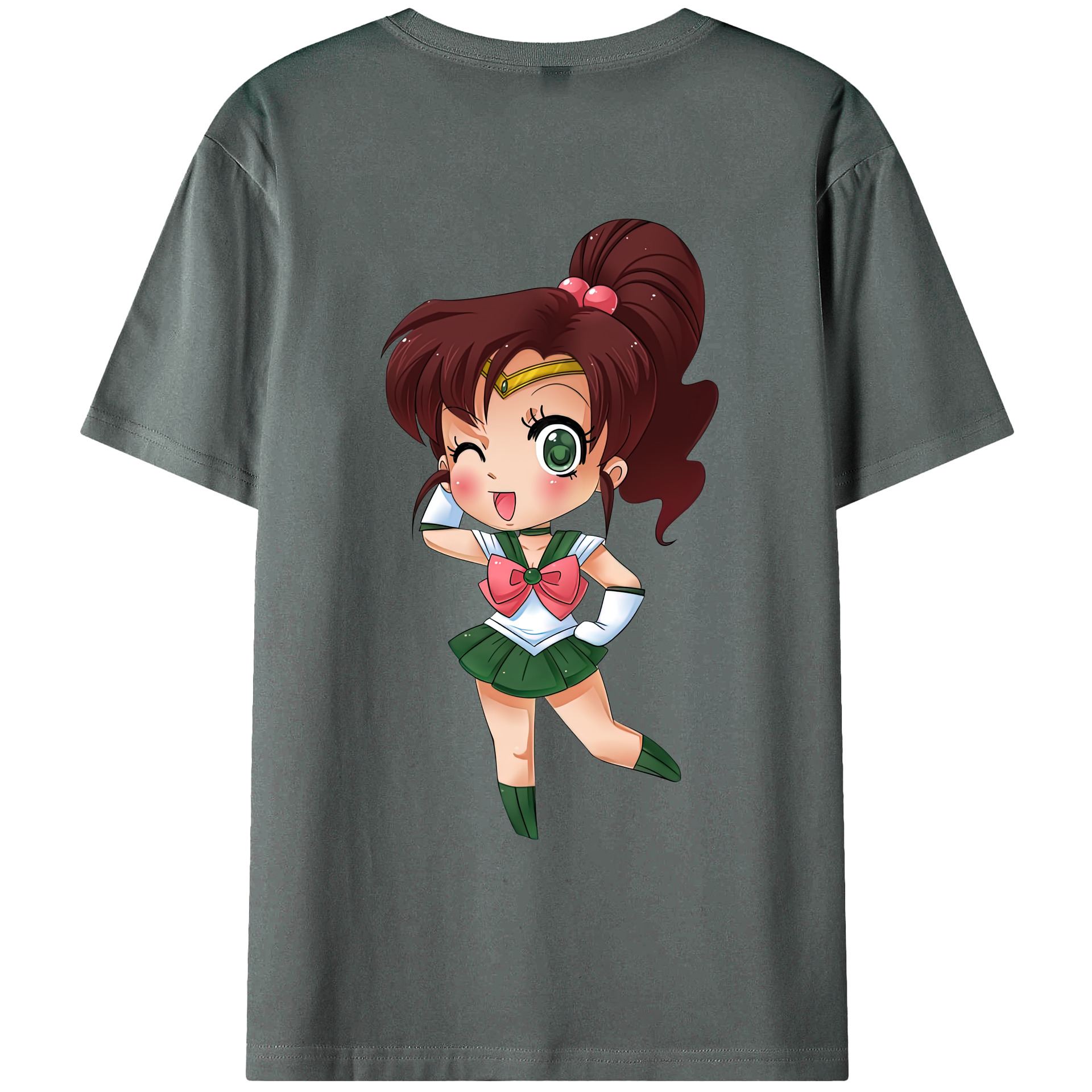 （画像用） 美少女戦士セーラームーン 木野 まこと きの まこと Sailor Moon Kino Makoto （セーラージュピター；Sailor Jupiter） 綿100％ メンズ半袖Tシャツ（バックプリント） 通気性